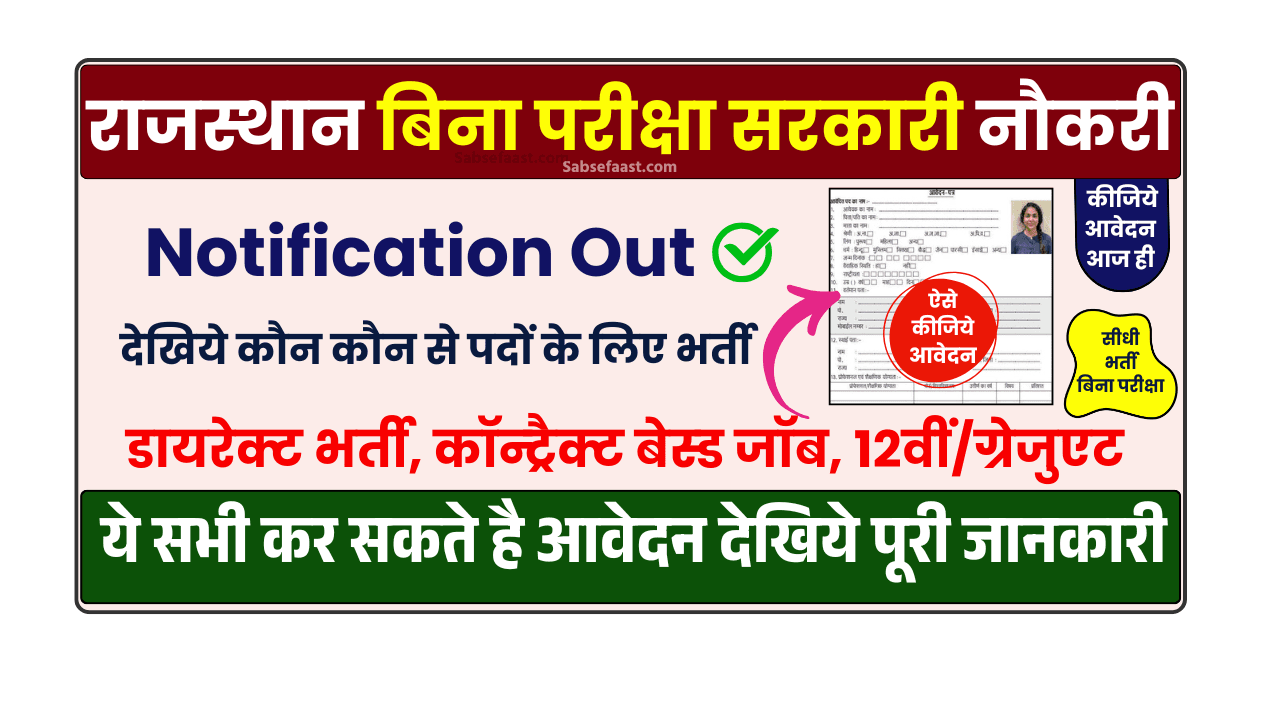 Rajasthan Without Exam Government Job 2025