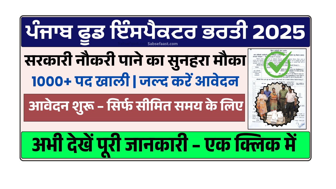 Punjab Food Inspector Recruitment 2025