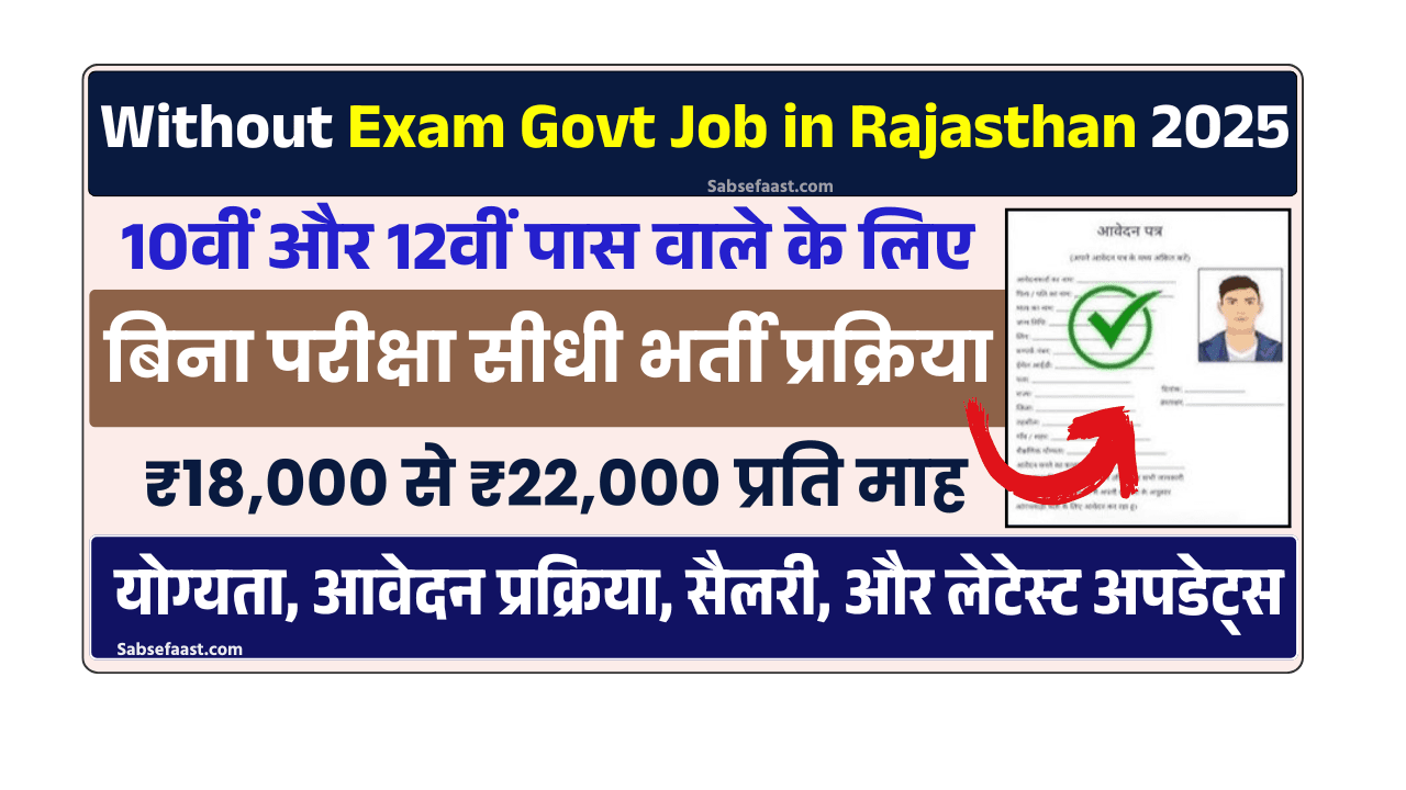 Without Exam Govt Job In Rajasthan 2025